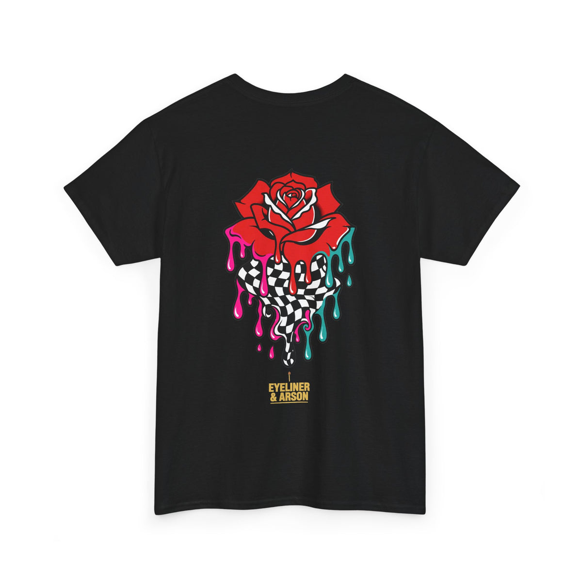 Eyeliner & Arson — Liquid Checkerboard Rose Tee