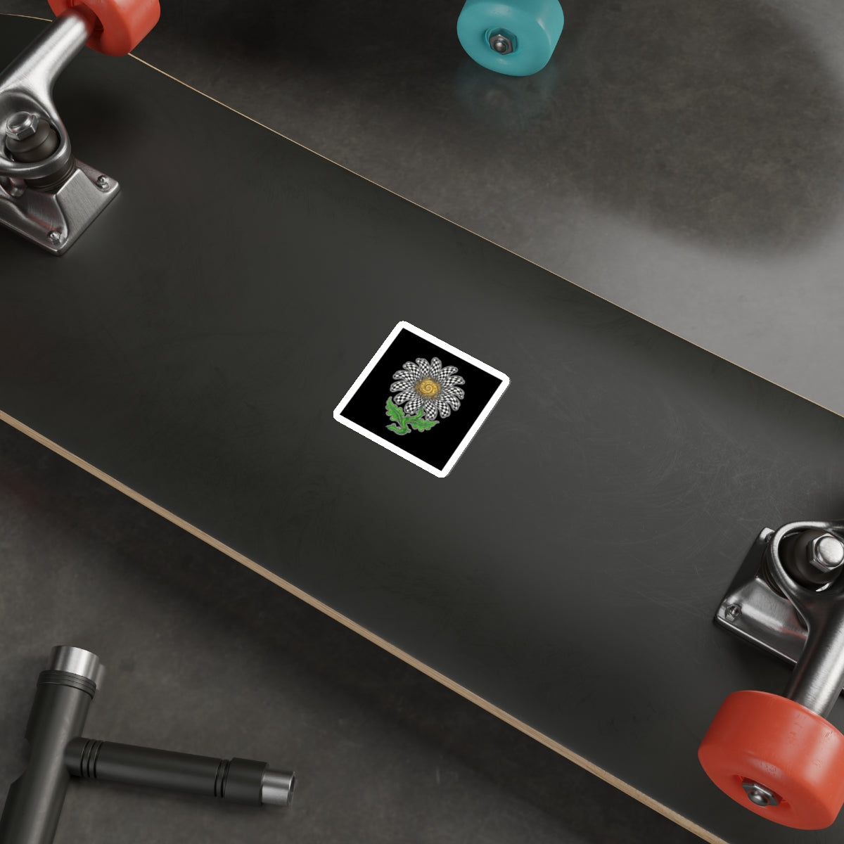 Eyeliner & Arson — Checkerboard Daisy Sticker