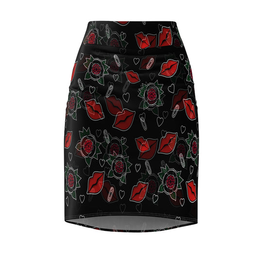 Kiss & Roses Pencil Skirt