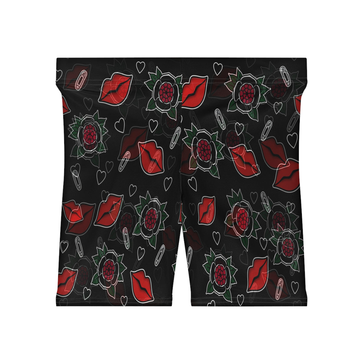 Kiss & Roses Biker Shorts
