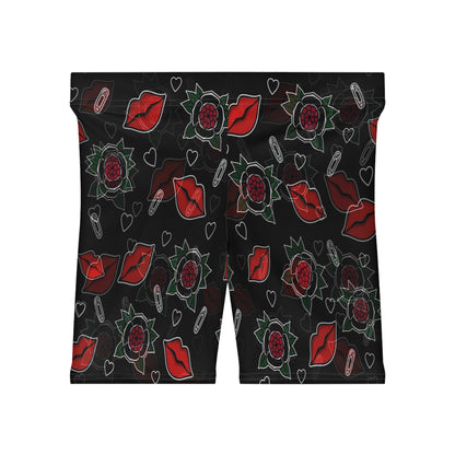 Kiss & Roses Biker Shorts