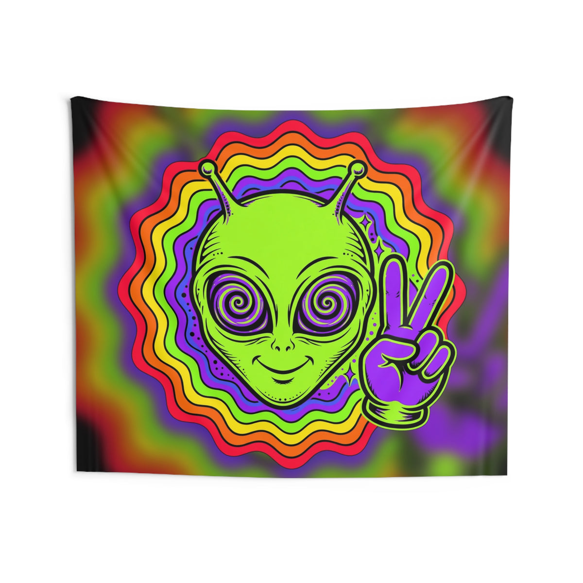 Rave Alien Head Tapestry