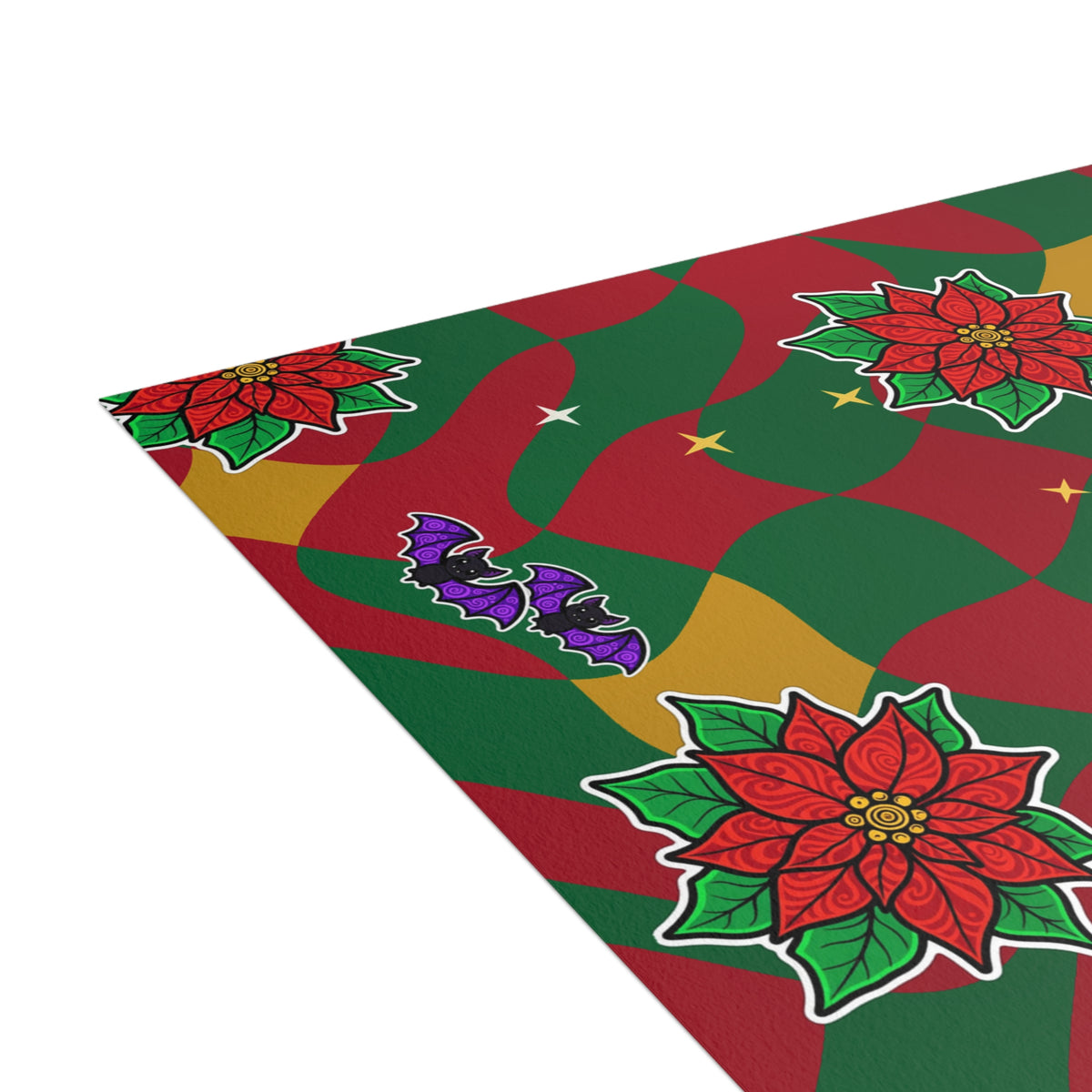 Warped Checkerboard Christmas Postcard