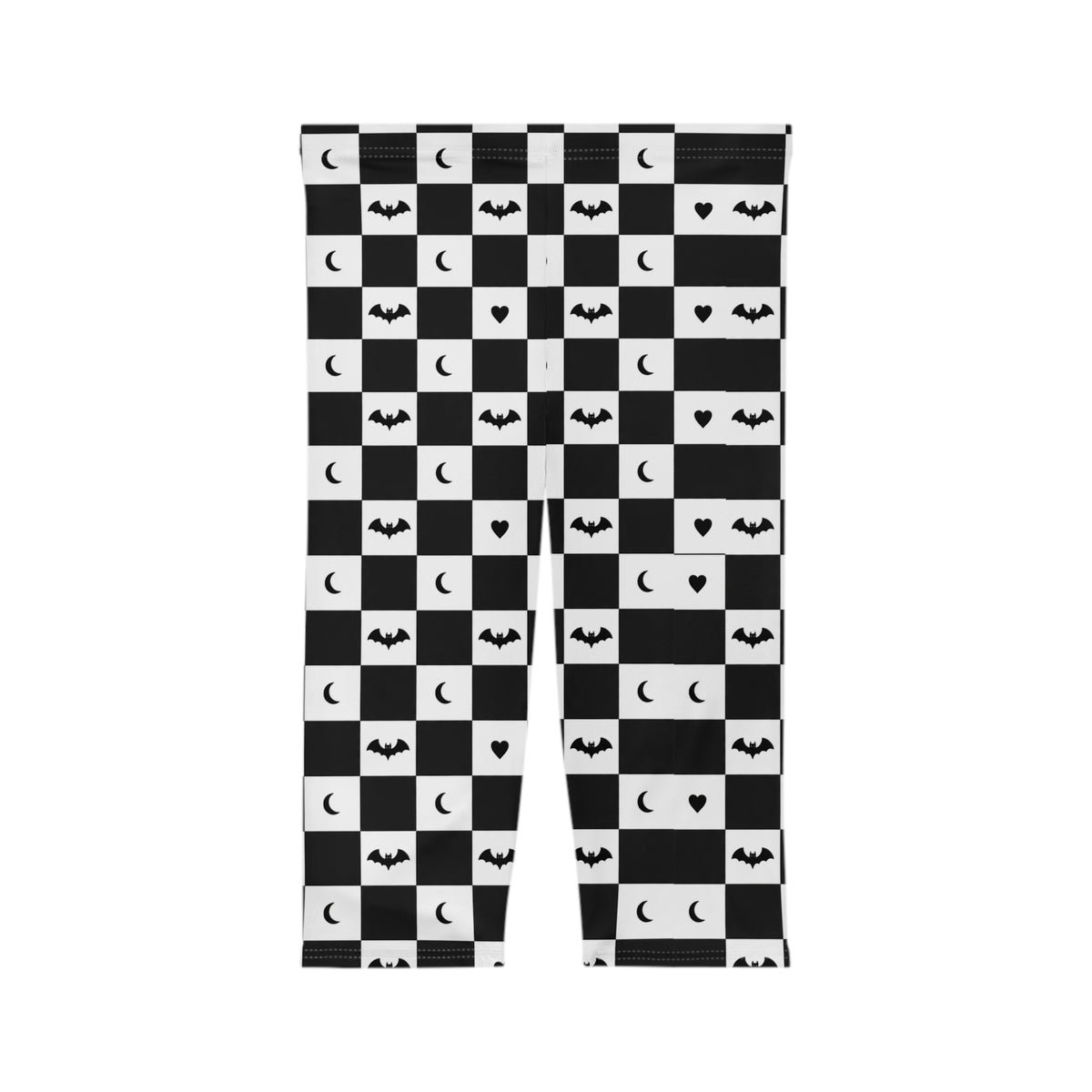 Eyeliner & Arson — Checkerboard Bats Capri Leggings
