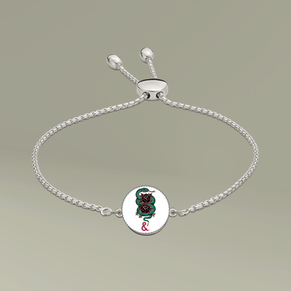 Eyeliner & Arson — Snake Roses Picture Charm Bracelet