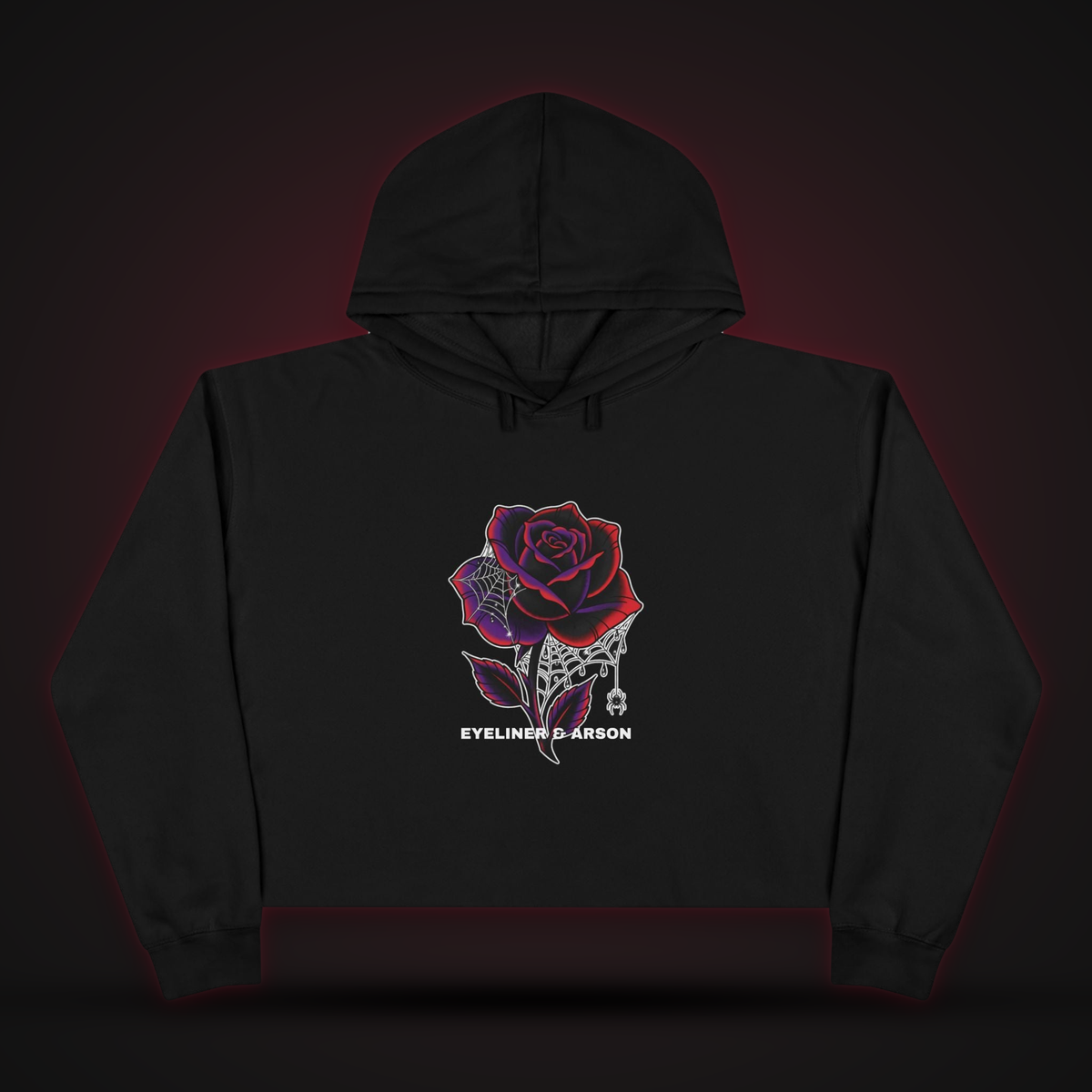 Spiderweb Rose Cropped Hoodie